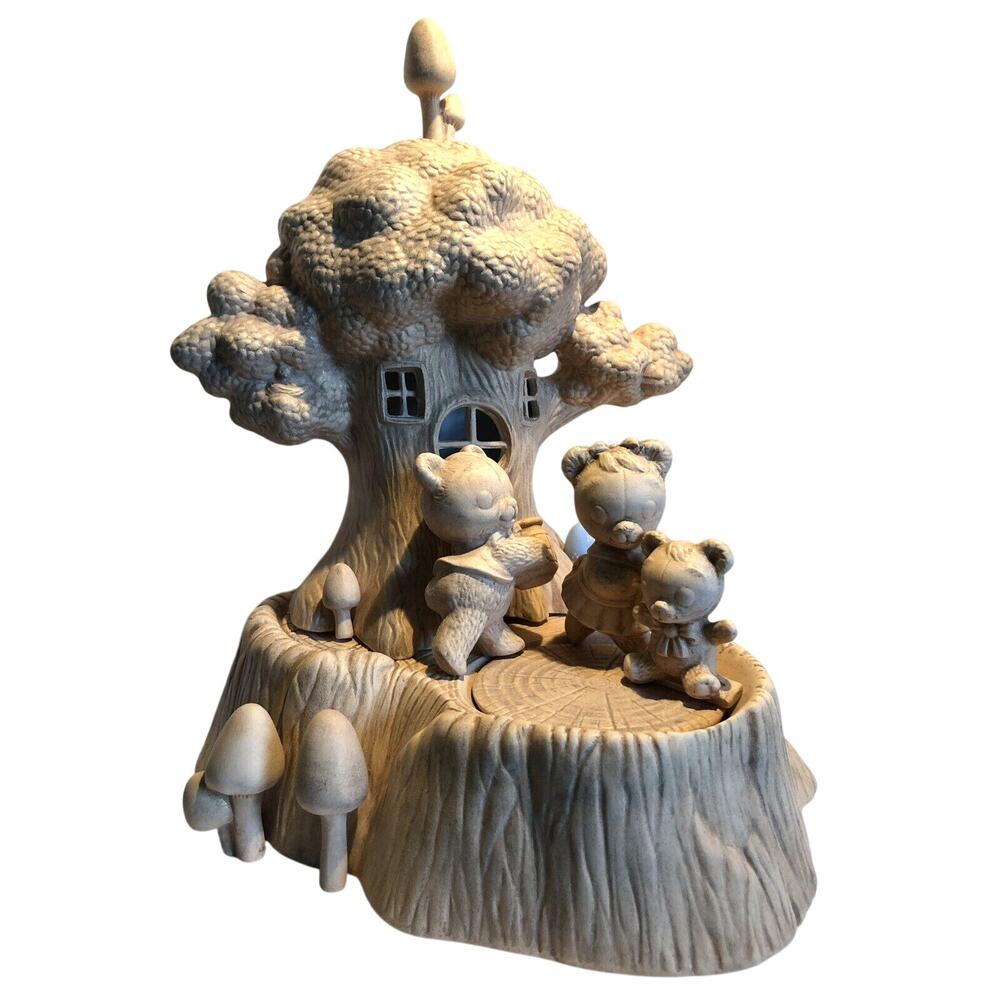 Vtg Ceramic Kimple 1983 Play Treehouse Bears Mushrooms Collectible Room Decor
